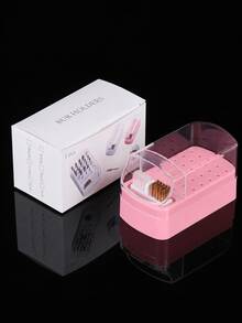 Caja de almacenamiento y exhibición con cepillo para brocas de taladro de uñas con 30 ranuras, decorada con diamante de imitación - Multicolor - Ver 12