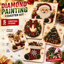 Santa Christmas Tree Multi Pattern Square Framed Diamond Painting Home Holiday Handmade Decor Art, Indoor Wall Decor, Window Display Ornament, Xmas Gift, DIY Rhinestone Painting Kit - Multicolor - View 3