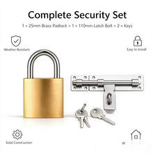 Security Door Latch Lock Combination Set, Includes Padlock And 3 Keys, Rust-Proof Anti-Theft Tubular Latch Lock, Easy Installation For Yard Gate, Storage Shed Security Door - Mini Padlock - View 7