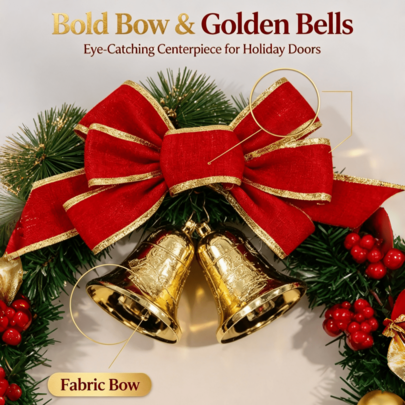1pc Christmas Wreath Decoration, 11.8 Inch, Suitable For Outdoor, Living Room, Hotel Front Door, Indoor, Window Decoration, Christmas Classroom Hotel Decoration Wreath