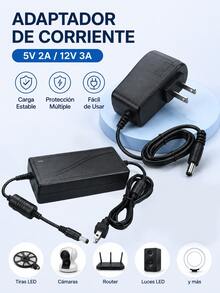 5V 2A 12V 3A Power Adapter With Cable, Power Supply For LED Strips, Camera, Router And Electronic Equipment, Stable Power Charger For Home And Office - US A Type Plug(110-127V) - View 2