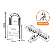 Security Door Latch Lock Combination Set, Includes Padlock And 3 Keys, Rust-Proof Anti-Theft Tubular Latch Lock, Easy Installation For Yard Gate, Storage Shed Security Door - Mini Padlock - View 5