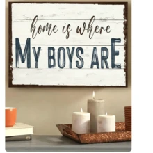 1pc Framed Canvas Wall Art Poster With The Sentimental Quote "Home Is Where My Boys Are" In Rustic Typography, Perfect For Celebrating Family Bonds And Adding A Personal Touch To Your Home, Ready To Hang - A - View 1