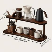 2-Tier Vintage Wooden Desktop Storage Rack, Vertical Shelf, Painted Material, Retro Texture, Durable Wooden Material, Space-Saving Design, Suitable For Coffee Station Cup And Coffee Bean Placement, Kitchen Condiment Bottle Organization, Cosmetic Countertop Organization, Living Room Desktop Accessory Organization, Multi-Functional Room Decor, Bedroom Decor, Shelf, Rack - View 13