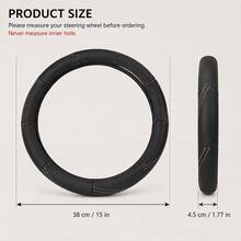 Genuine Leather Car Steering Wheel Cover, Non-Slip Lining, Ergonomic Curved Grip, Universal 15 Inch / 38 Cm Steering Wheel Protector, Suitable For Most Car Models Interior Decoration Accessory - Multicolor - View 2