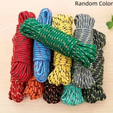 7pcs Set, 10m/393.7in Nylon Rope + 6 Hooks, For Fixing And Dragging Items, Camping Accessories, Indoor/Outdoor Clothesline, Random Rope Color, Clothesline - Nylon Rope - View 11