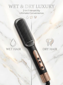 SOKANY Electric Heated Straightening Hair Brush, 2-In-1 Women's Hair Styling Tool, Gentle Care For Straight And Wavy Hair, Exquisite Gift For Valentine's Day And Daily Use - Black - View 1