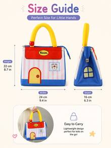 Cute House-Shaped Lunch Bag, Polyester Material, Striped Pattern, Portable Handheld Tote Bag, Suitable For Women And Girls, Office, School, Picnic, Travel, Daily Use, Spring/Summer Outdoor Activities - Multicolor - View 4