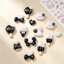 5/15/30 pcs Aksesori Liontin Resin DIY Pita Es Krim Kelinci Lucu, Cocok untuk Kerajinan Tangan DIY, Jepit Rambut, Bahan Pembuatan Perhiasan Scrapbooking Dekorasi - Campuran Acak - Set Campuran Kelinci Mini - View 5
