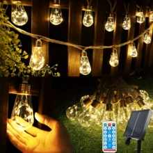 240/160/80 أضواء سلسلة جنية تعمل بالطاقة الشمسية LED، أضواء معلقة خارجية بحبل قنب عتيق مع 8 أوضاع وميض، مناسبة لحفلات أعياد الميلاد والفناء والسياج والمتجر والزفاف والتخييم والأشجار، هدية لجميع المواسم - تعمل بالطاقة الشمسية - مشاهدة 2