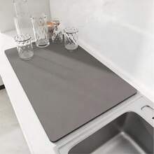 Solid Kitchen Draining Mat, Super Absorbent, Dish Draining Mat, Non-Slip Quick-Drying Mat, Faucet Placemat, Non-Slip Kitchen Mat - Dark Grey - View 11