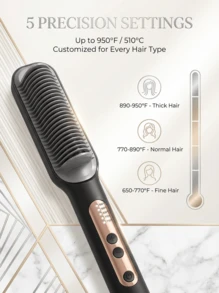 SOKANY Electric Heated Straightening Hair Brush, 2-In-1 Women's Hair Styling Tool, Gentle Care For Straight And Wavy Hair, Exquisite Gift For Valentine's Day And Daily Use - Black - View 3