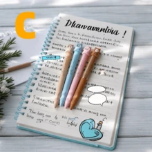 Stylo décoratif à pression de style Ins, ensemble de stylos gel effaçables à encre noire 0,5 mm, couleur aléatoire, papeterie exquise convenant pour le journalisme - Ensembles - Voir 10