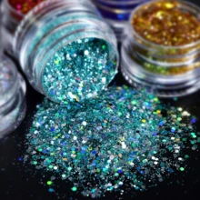 1 Set Of 6 Bottles Durable Rainbow Holographic Glitter Set, Includes 6 Colors Of Glitter Rhinestones, Multiple Sizes Of Adhesive Sequins, Suitable For Resin Decorations, Nail Art And Various DIY Crafts - Multicolor - View 8