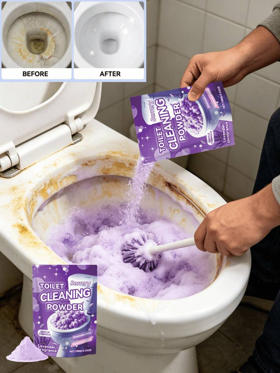 مسحوق تنظيف المرحاض، منظف المرحاض المنزلي للبقع العنيدة والرواسب الكلسية، مسحوق تنظيف محمول