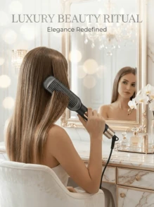 SOKANY Electric Heated Straightening Hair Brush, 2-In-1 Women's Hair Styling Tool, Gentle Care For Straight And Wavy Hair, Exquisite Gift For Valentine's Day And Daily Use - Black - View 5
