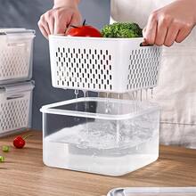 6pcs Plastic Food Storage Containers With Lids, Multi-Functional Airtight Fresh-Keeping Boxes For Refrigerator, With Drain Basket Set, Suitable For Fruit, Vegetable And Kitchen Food Storage (3 Drain Baskets + 3 Fresh-Keeping Boxes) - White - View 5
