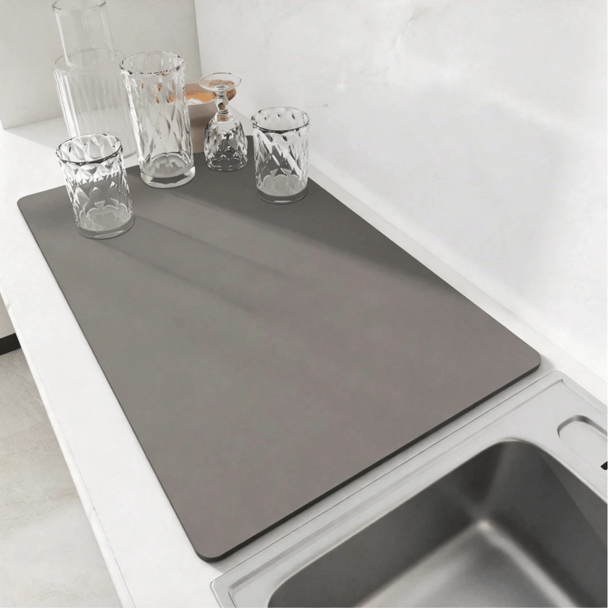 Solid Kitchen Draining Mat, Super Absorbent, Dish Draining Mat, Non-Slip Quick-Drying Mat, Faucet Placemat, Non-Slip Kitchen Mat