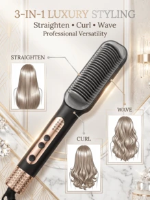 SOKANY Electric Heated Straightening Hair Brush, 2-In-1 Women's Hair Styling Tool, Gentle Care For Straight And Wavy Hair, Exquisite Gift For Valentine's Day And Daily Use - Black - View 2