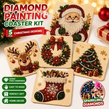 Santa Christmas Tree Multi Pattern Square Framed Diamond Painting Home Holiday Handmade Decor Art, Indoor Wall Decor, Window Display Ornament, Xmas Gift, DIY Rhinestone Painting Kit - Multicolor - View 2