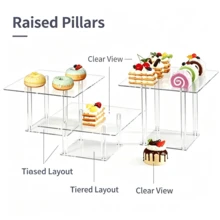 Acrylic Cake Bread Display Stand Transparent Donut Dessert Pastry Display Rack Glass Display Stand Transparent Storage Tray Kitchen Use Christmas Gift Back To School - Clear - View 7