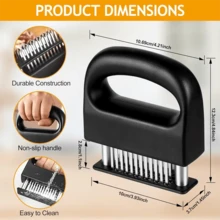1PC Multi-Purpose Stainless Steel Manual 48-Needle Meat Tenderizer, Ergonomic Non-Slip Handle, Home Kitchen Meat Tenderizing Tool, Suitable For Beef, Chicken, Fish, Quickly Breaks Down Meat Fibers, Fully Absorbs Flavor And Improves Meat Texture, Efficient Perforation Design, Durable And Resistant To Needle Breakage, Essential For Daily Home Cooking, Professional Chef Commercial Meat Tenderizer Accessory, Specialized Kitchen Tool For Western Steak Marinating And Pre-Treatment - Multicolor - View 3