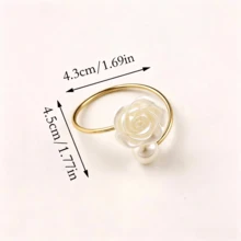 60/30/12pcs Elegant Pearl Rose Napkin Rings, Napkin Buckles, Hotel Napkin Rings, Wedding Banquet Napkin Rings, Home Daily Table Decor, Tablecloth Accessories, Wedding Decoration - Multicolor - View 3