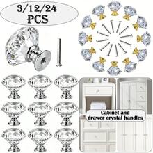 3/13 Diamond Shaped Cabinets And Drawer Crystal Handles, Suitable For Dressing Tables, Bathroom Cabinets, Cabinets, Wardrobes And Drawer Handles, Furniture Decoration Handles, Hardware Accessories - Multicolor - View 2