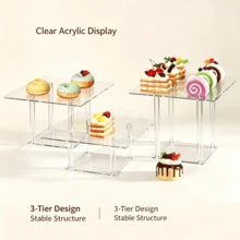 Acrylic Cake Bread Display Stand Transparent Donut Dessert Pastry Display Rack Glass Display Stand Transparent Storage Tray Kitchen Use Christmas Gift Back To School - Clear - View 8