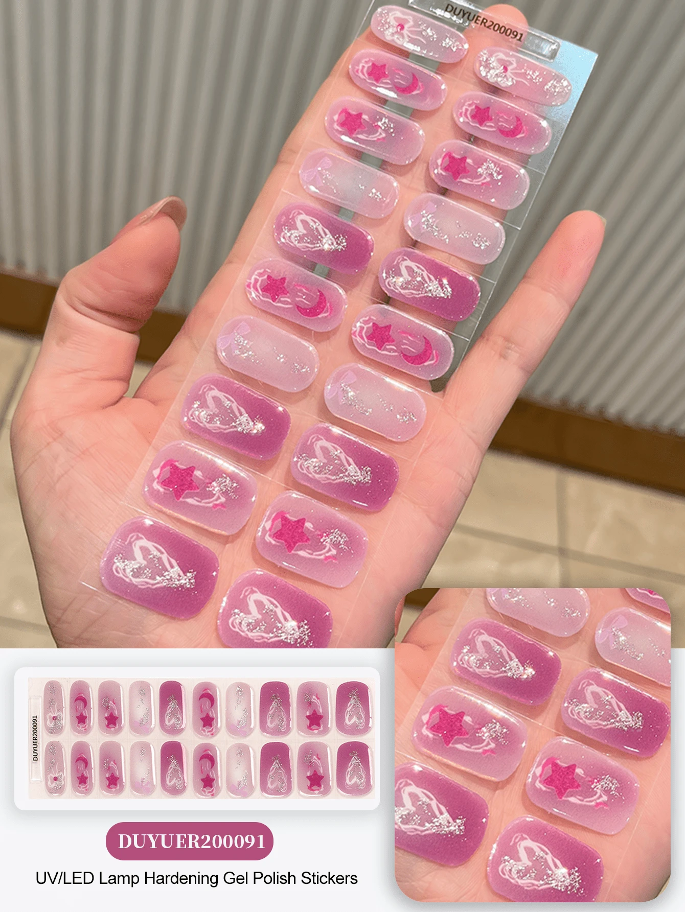 Halloween Semi Cured Gel Nail Strips, 20Pcs Long Lasting Salon Quality Wraps, Easy Apply & Remove Gel Nail Stickers With UV Light