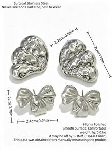 6 Pairs Of Fashion Stainless Steel Stud Earrings Set, Ins Niche High-End Cool Tone Silver Earrings, Suitable For Women's Commute, Banquet, Daily Wear, Halloween Women's Accessories, Stainless Steel Jewelry - Elegant Suit - View 5