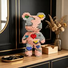 1876pcs Large Surprise Bear Building Blocks, Decorative Ornament And Room Decor, Home Decor, Party Decor, Decorative Statue, Handicraft, Finely Carved, Lightweight Statue, Collectible Statue, Display Statue, Home Designer, DIY Enthusiast - Personalized Gift - Blue and White - View 7