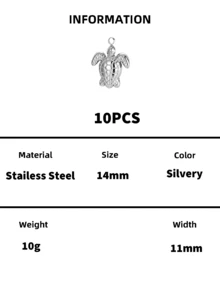 10PCS Ocean Sea Turtle Pendant Charm – Hollow Cutout Gold & Silver Tone Jewelry For Necklaces, Bracelets & DIY Making - Sea Turtle - View 6