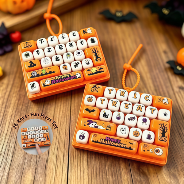 Chaodouxiong 1 buah Gantungan Kunci Tombol Pereda Stres Keyboard Dewasa Halloween, Tombol Pereda Stres Keyboard 26-in-1, Pereda Stres yang Menyenangkan, Cocok untuk Fokus dan Ketenangan Saat Bekerja atau Belajar, Mengisi Waktu Luang