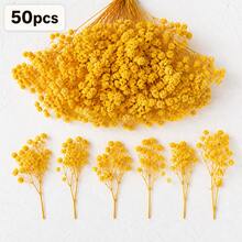 25/50/100/Pcs Mini Baby's Breath And Other Artificial Flowers - For Resin Mold Art And Handicrafts, Used For Hair Accessories, Wedding Wreaths, Table Flowers, Home Decor, Etc. - Yellow - View 11