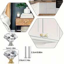3/13 Diamond Shaped Cabinets And Drawer Crystal Handles, Suitable For Dressing Tables, Bathroom Cabinets, Cabinets, Wardrobes And Drawer Handles, Furniture Decoration Handles, Hardware Accessories - Multicolor - View 1