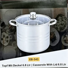 1 Pc Large‑Capacity Stainless Steel Double‑Handled Deep Stock Pot With Tempered Glass Lid, Multiple Sizes Available, Thickened Composite Bottom, Compatible With Gas And Induction Cooktops, Suitable For Soup‑Making And Meat Stewing In Home Kitchen - View 8