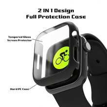 1 Pc Screen Protector - Full-Body Hard PC Protective Case, High-Definition Ultra-Thin, Compatible With Apple Watch Series Ultra/SE/11/10/9/8/7/6/5/4/3/2/1, Fits 38/40/41/42/44/45/46/49mm, Smart Watch Protective Case Accessory, Black - Black - View 2
