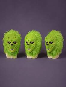 Green Furry Full-Face Monster Mask For Adult Halloween Costume Party Dress-Up - Multiple Styles - View 9