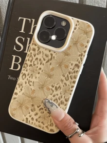 1件 白色豹紋扶桑花個性化極簡全包覆 TPU 防震手機殼，適用於 Apple 18 17 16 15 14 13 12 11 Pro Max Air 及系列 - 彩色 - 查看 4