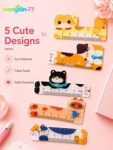 5pcs Cute Mini Rulers 5cm Pocket Rulers, Portable Measuring Tools, Student Stationery Gifts - Multiple Styles - View 9