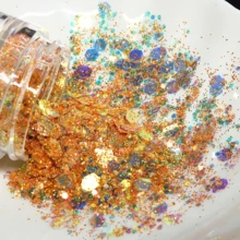 1 Set Of 6 Bottles Durable Rainbow Holographic Glitter Set, Includes 6 Colors Of Glitter Rhinestones, Multiple Sizes Of Adhesive Sequins, Suitable For Resin Decorations, Nail Art And Various DIY Crafts - Multicolor - View 9