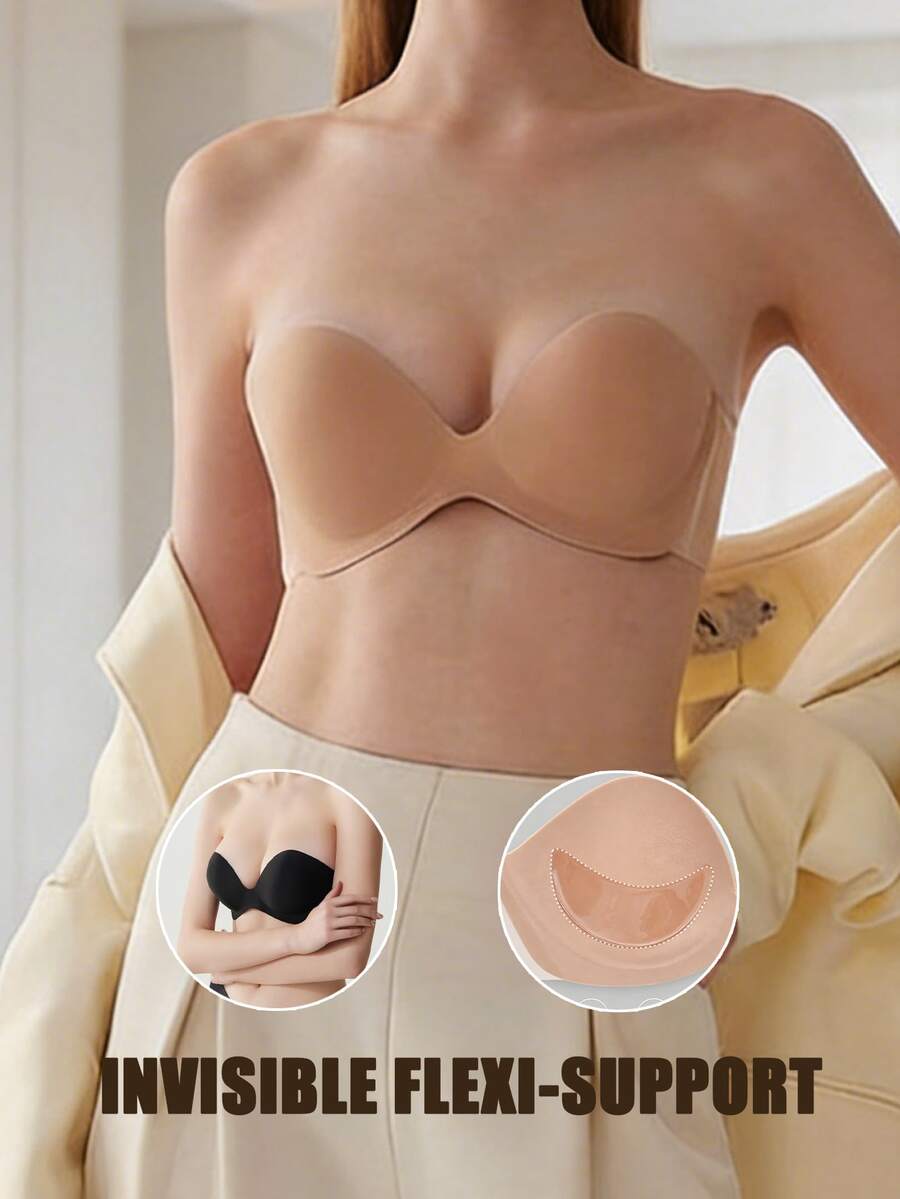 1pc Deep V Adhesive Bra, Suitable For Small Chest, Perfect For Dresses And Backless Tops And Other Summer Clothing - Multi-color - View 1