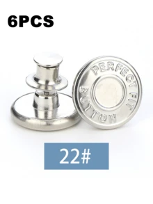 Juego de 1/6 piezas de botones de reemplazo para jeans de mezclilla, kit de reparación de botones de metal sin costura de 17 mm, combinación de botones de reemplazo desmontables para jeans, textura de letra redonda, suministros para costura y manualidades hechas a mano - Multicolor - Ver 14