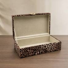 Leopard Print Flip Top Storage Box, Gold Decorative Buckle, Modern Home Jewelry Storage Box, Luxury Gift Jewelry Box, Lined Storage Box, Suitable For Jewelry, Accessories And Small Items - Brown - View 4