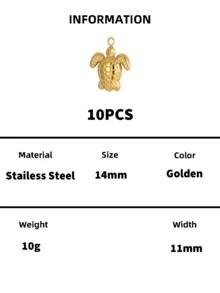 10PCS Ocean Sea Turtle Pendant Charm – Hollow Cutout Gold & Silver Tone Jewelry For Necklaces, Bracelets & DIY Making - Sea Turtle - View 5