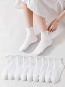 10/5 Pairs White Women's Daily Wear Versatile Comfortable Socks - Multicolor - View 3