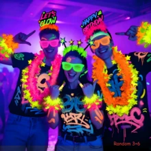 Random Color 15/12/10/9/5/3Pcs/Set Neon Fluorescent Star Garland Necklace & Bracelet Set, UV Black Light Glow Colorful Sequin Garland, Soft Lightweight Party Decoration, Suitable For Carnival, Back To School, Birthday, Wedding, Stage Performance, Hawaiian Theme Party Gift, Random Bright Colors - Light-up Necklace - View 17