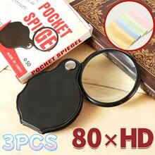 3-Piece Set (1pc 80x Magnifying Glass + 2pcs Random Color Cleaning Cloths), With Leather Case, Portable Foldable And Sturdy Rotating Protective Cover. Suitable For Reading, Inspection, Crafting And Daily High-Definition Viewing Needs - Upgraded Version - View 12
