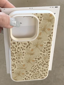 1件 白色豹紋扶桑花個性化極簡全包覆 TPU 防震手機殼，適用於 Apple 18 17 16 15 14 13 12 11 Pro Max Air 及系列 - 彩色 - 查看 1